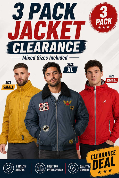 Men’s 3 Pack Jacket Clearance Bundle – From £7.99 Per Unit