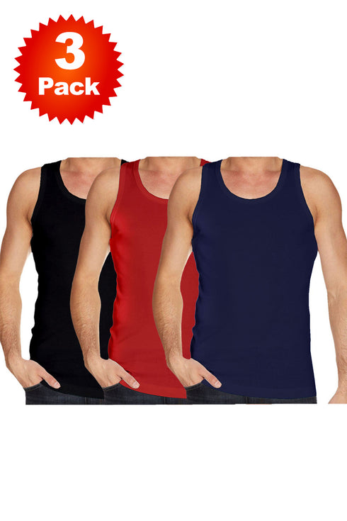 3 Pack Mens Plain Cotton Vest