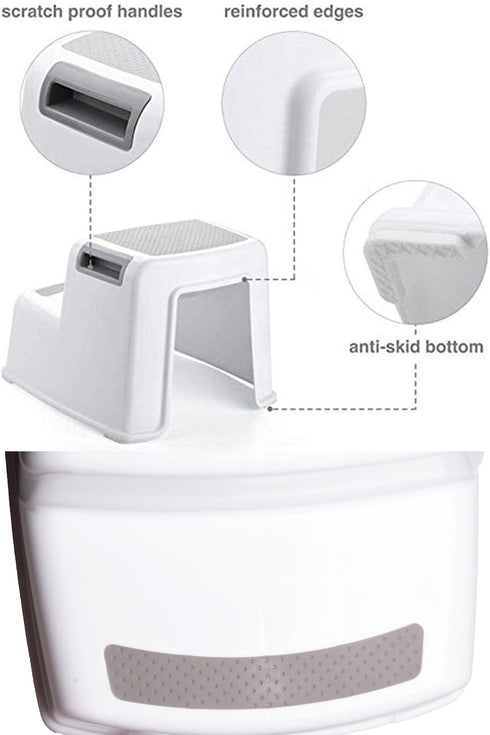 Two-Step Stool with Non-Slip Surface – Bathroom, Kitchen, and Home Use