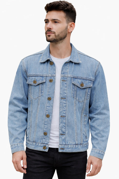 Mens Casual Denim Jacket Long Sleeve