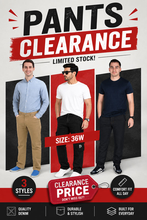 3 Stylish Men’s Pants Clearance Sale - From £4.99 Per Unit