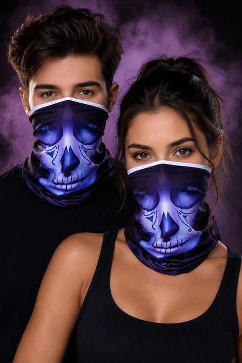 Skull Print Face Mask Neck Gaiter