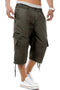 Mens 3/4 Elastic Waist Cargo Shorts