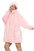 Unisex Oversized Blanket Hoodie – Pink Ultra Soft Wearable Fleece