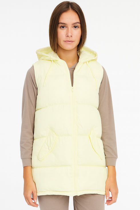 Women Gilet Puffer Long Line Padded Jacket