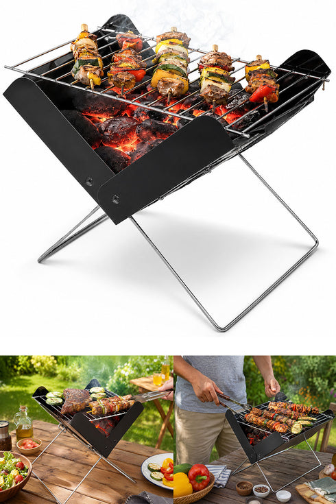 Mini Folding Tabletop Charcoal BBQ – Portable Compact Grill