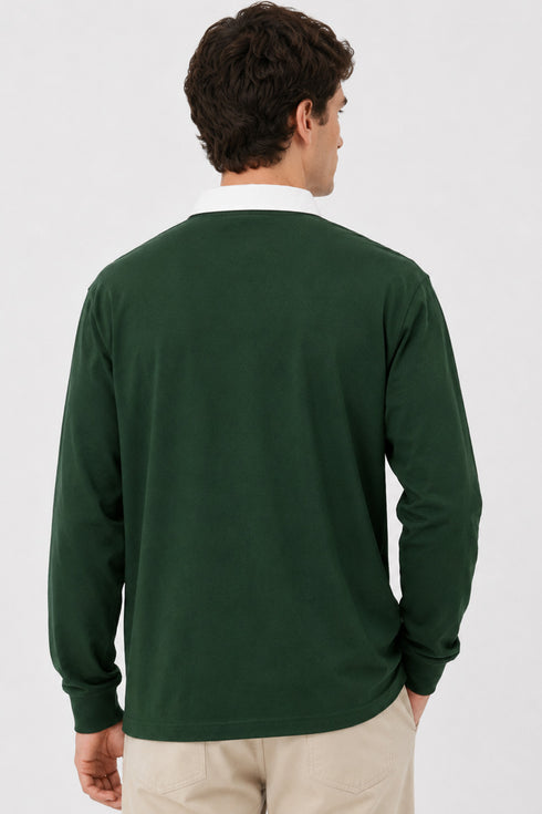 Men’s Long Sleeve Plain Rugby Polo Shirt