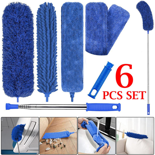 6-Piece Extendable Microfiber Duster Cleaning Kit – Telescopic Handle for Ceiling Fans, Blinds & Furniture