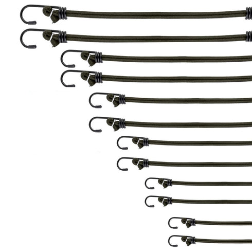Bungee Cords With Hooks - 12/24 Pieces