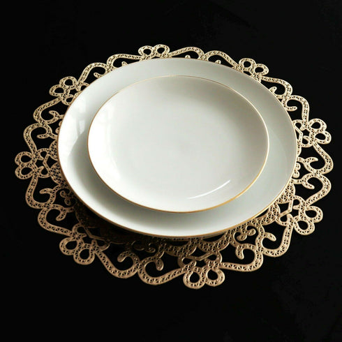 4 Pack Round Gold PVC Placemats & Coasters