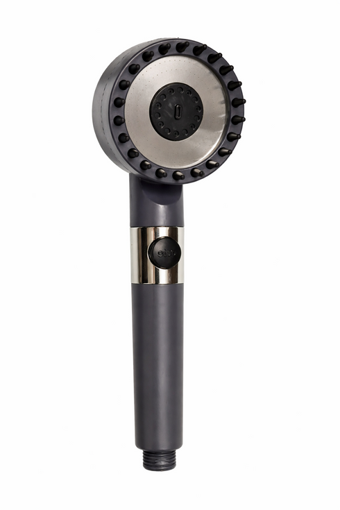 TrueFace 3 Mode Turbocharged High Pressure Shower Head – Water Saving Handheld Spray with On/Off Switch (Matte Grey)