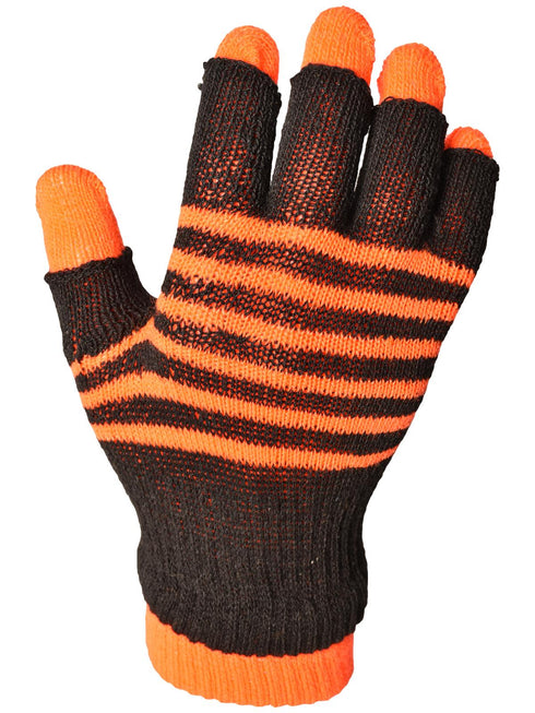 Ladies Striped Magic 2 in 1 Neon Fingerless Gloves