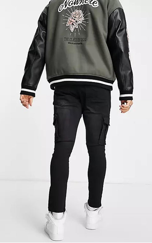 Mens Skinny Cargo Denim Jeans