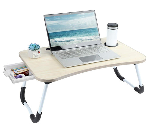 Folding Laptop Table with Storage Drawer