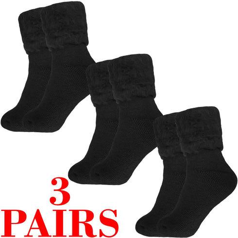 Men's Soft Warm Thick Black Thermal Socks - 1/3 Pack