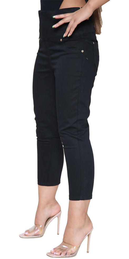 Women’s Cropped Capri Trousers 10/20/50 Pack – Half Elastic Waist Lightweight Casual Summer Pants with Pockets for Everyday Comfort