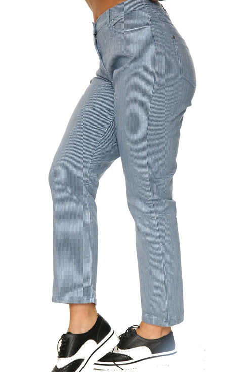 Ladies Stripe Stretch Denim Jeans