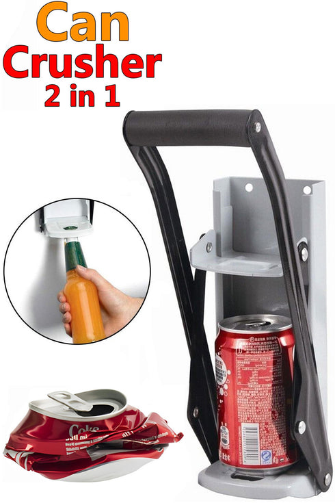 Wall Mounted Can Crusher with Bottle Opener