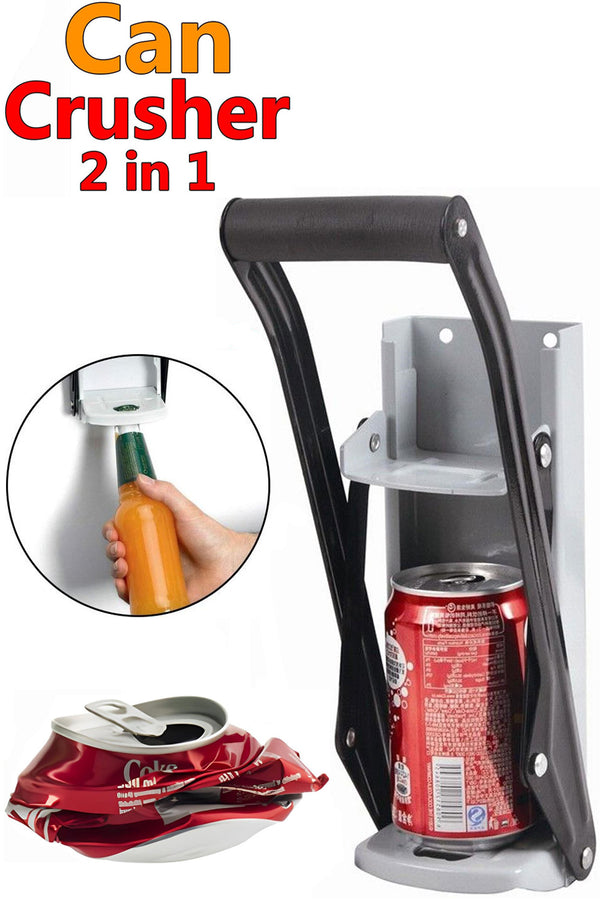 Wall Mounted Can Crusher with Bottle Opener