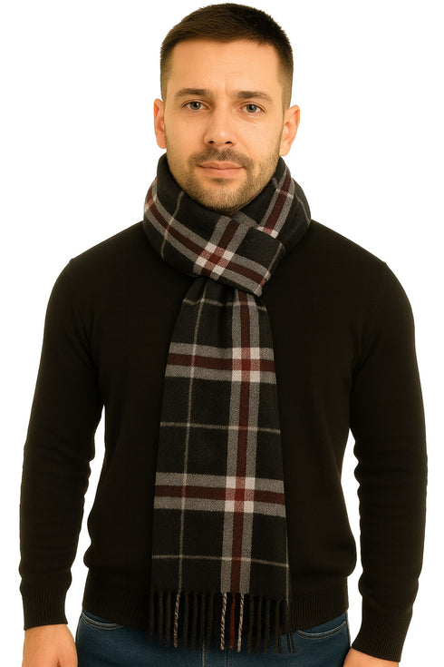 Wool Blend Muffler Scarf – Unisex Autumn Winter Knit Wrap