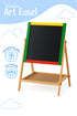 Kids Double-Sided Wooden Easel – Chalkboard & Whiteboard with Accessories