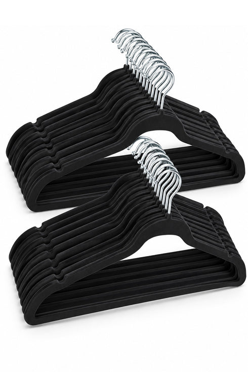 20 Pack Velvet Clothes Hangers with Non-Slip Bar and Shoulder Notches