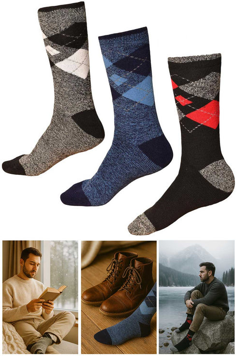 Men Calf Length Lite Fairisle Socks - 406C