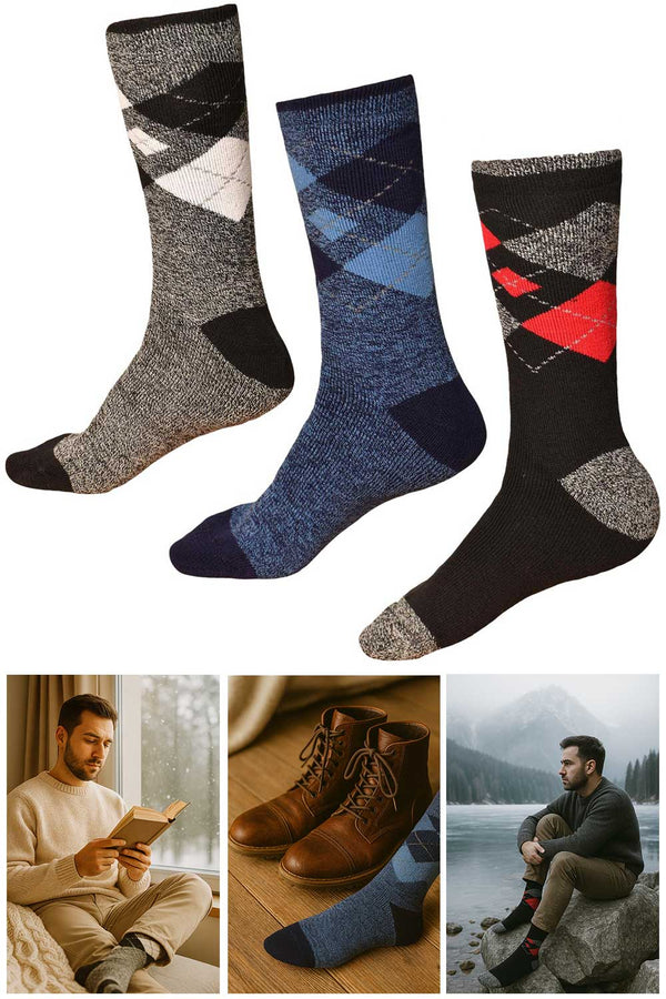 Men Calf Length Lite Fairisle Socks - 406C