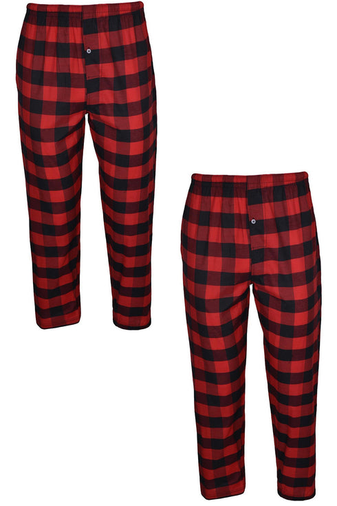 2 Pack Mens Woven Check Polycotton Pyjama