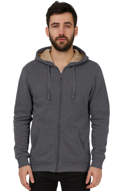 Men’s Fleece-Lined Zip Up Hoodie – Warm Winter Sherpa Jacket with Hood