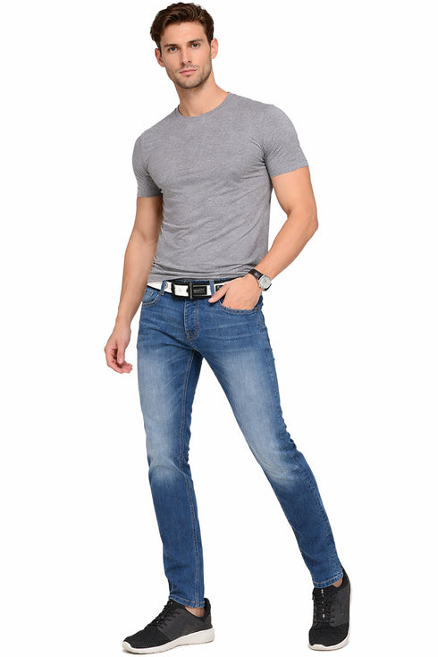 Mens Crosshatch Slim Fit Denim Jeans
