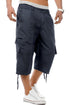 Mens 3/4 Elastic Waist Cargo Shorts