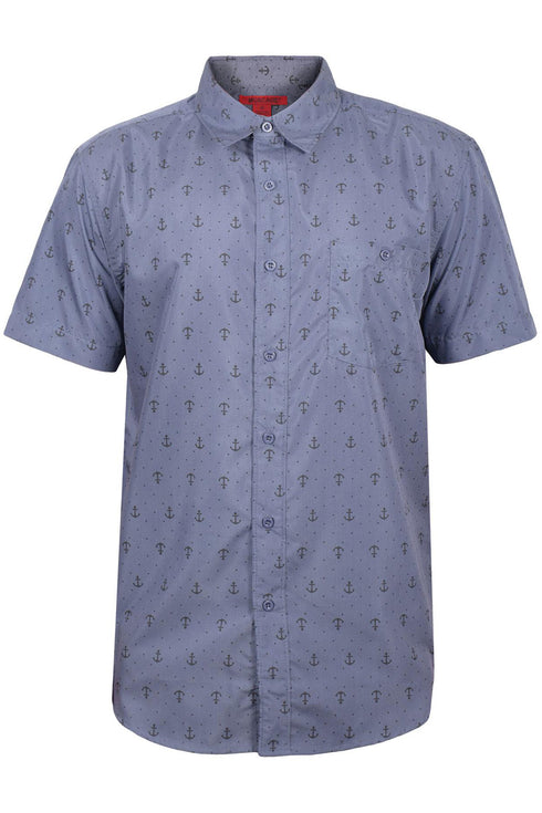 Mens Charcoal Anchor Print Hawaiian Shirt