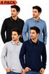 4 Pack Men’s Long Sleeve Tipping Plain Polo Shirt