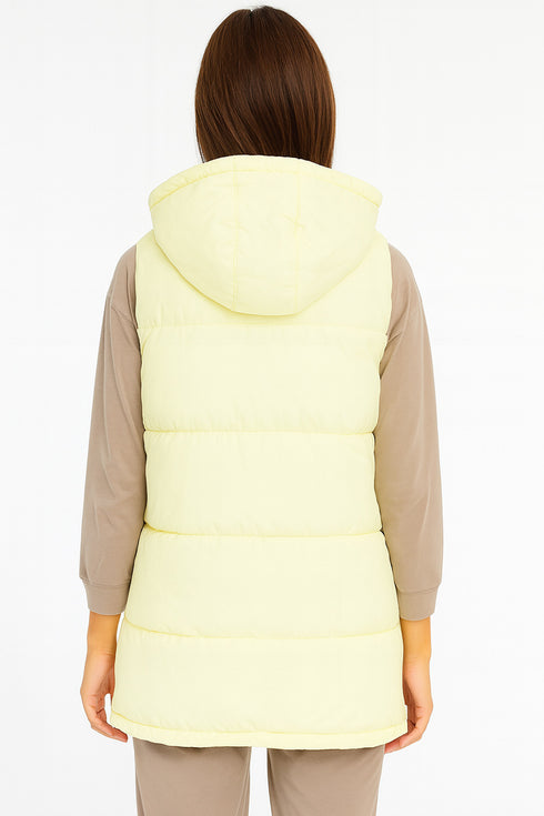 Women Gilet Puffer Long Line Padded Jacket