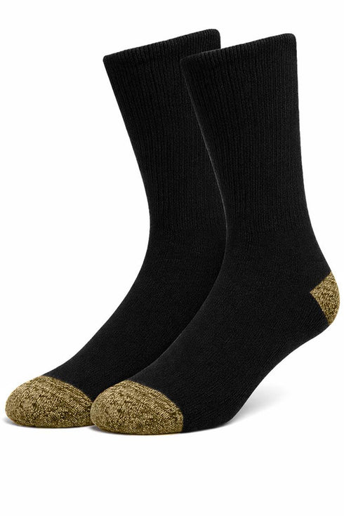 Men’s Black Work Socks with Contrast Heel & Toe – 6 or 12 Pack