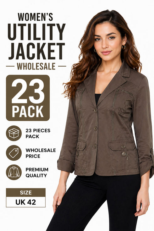 Women’s Utility Jacket Wholesale 23 Pack | UK Size 42 | From £2.00 Per Unit