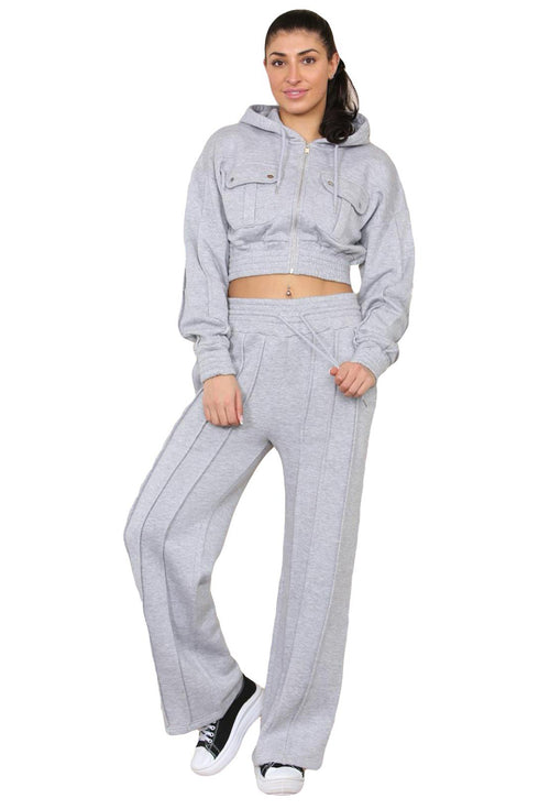 Women Zipper Crop Top Tracksuit