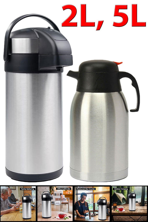Stainless Steel Airpot Flask – Hot Drink Dispenser 2L & 5L