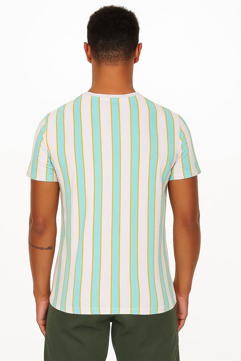 Mens Crew Neck Short Sleeve Striped T-shirt