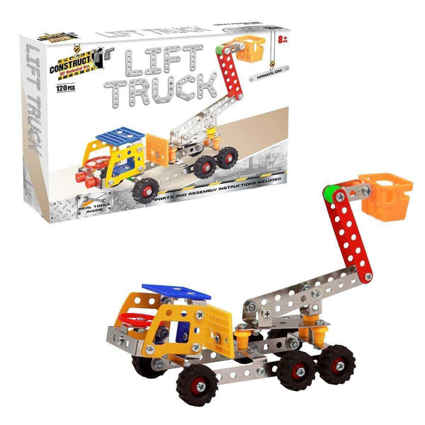 DIY Mechanical Lift Truck Kit – 120 Piece Metal Building Toy for Kids