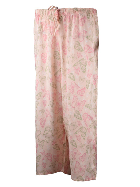Women’s Pink Butterfly Print Pajama Pants – Soft Lounge Wear with Drawstring Waist