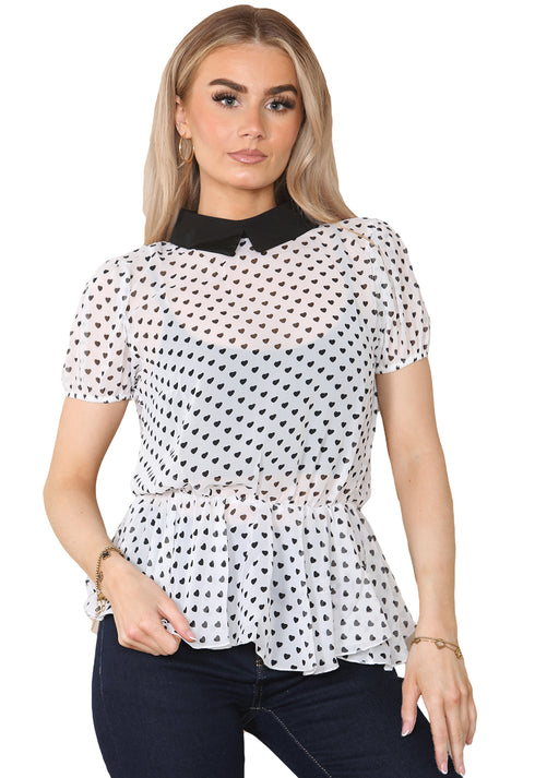 Ladies Collared Peplum Top