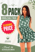 8 Pack Women’s Green Floral Sleeveless Dress Wholesale - From £2.49 Per Unit