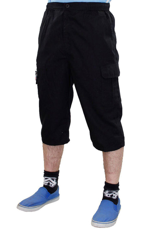 Mens Three Quarter Cotton Cargo Shorts