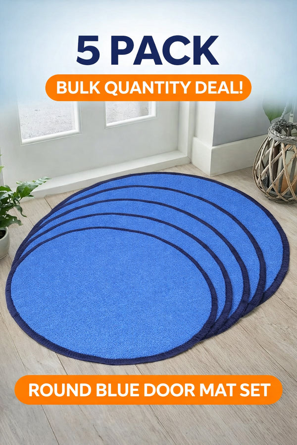 5 Pack Non Slip Blue Rubber Round Door Mat