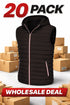 20 Pack Men’s Black Hooded Puffer Gilets – Bulk Bodywarmers M-3XL - £8.00 Per Unit