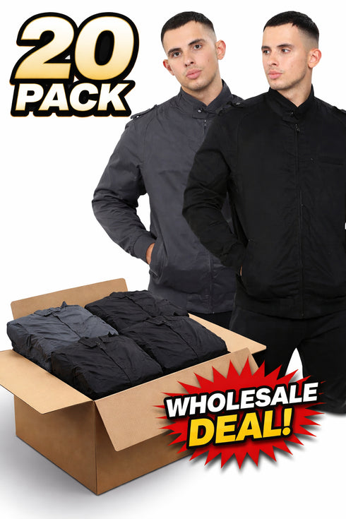 20 Men's Utility Jackets (M/L) - Grey & Black - Wholesale Winter Coats