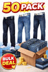 Men's Straight Cut Regular Fit Jeans - 25 or 50 Pack