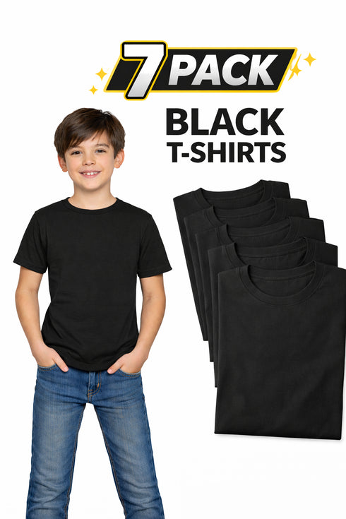 7 Pack Kids Plain Cotton Blend T-shirts